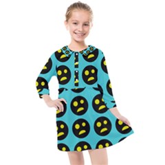 005 - Ugly Smiley With Horror Face - Scary Smiley Kids  Quarter Sleeve Shirt Dress by DinzDas