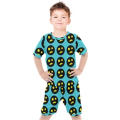 005 - Ugly Smiley With Horror Face - Scary Smiley Kids  Tee And Shorts Set by DinzDas