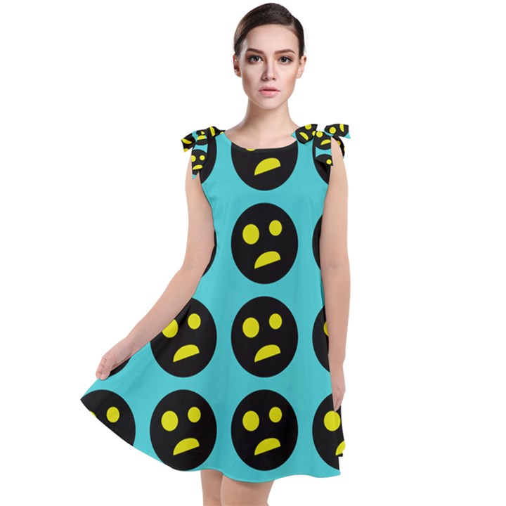 005 - Ugly Smiley With Horror Face - Scary Smiley Tie Up Tunic Dress