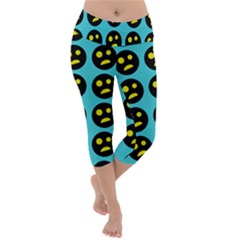 005 - Ugly Smiley With Horror Face - Scary Smiley Lightweight Velour Capri Yoga Leggings by DinzDas