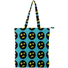 005 - Ugly Smiley With Horror Face - Scary Smiley Double Zip Up Tote Bag by DinzDas