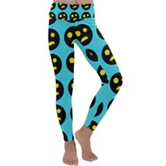 005 - Ugly Smiley With Horror Face - Scary Smiley Kids  Lightweight Velour Classic Yoga Leggings by DinzDas
