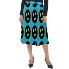 005 - Ugly Smiley With Horror Face - Scary Smiley Classic Velour Midi Skirt  by DinzDas