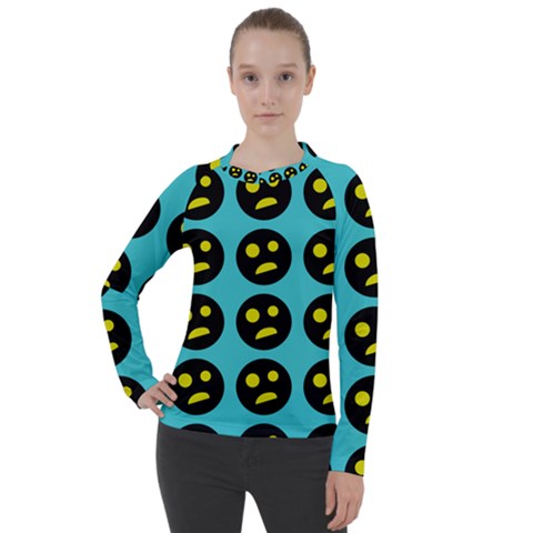 005 - Ugly Smiley With Horror Face - Scary Smiley Women s Pique Long Sleeve Tee by DinzDas