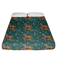 006 - Funky Oldschool 70s Wallpaper - Exploding Circles Fitted Sheet (queen Size) by DinzDas