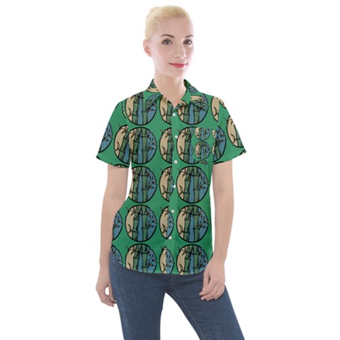 Bamboo Trees - The Asian Forest - Woods Of Asia Women s Short Sleeve Pocket Shirt by DinzDas