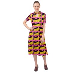 Haha - Nelson Pointing Finger At People - Funny Laugh Keyhole Neckline Chiffon Dress by DinzDas