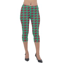 Evil Heart Graffiti Pattern Lightweight Velour Capri Leggings  by DinzDas