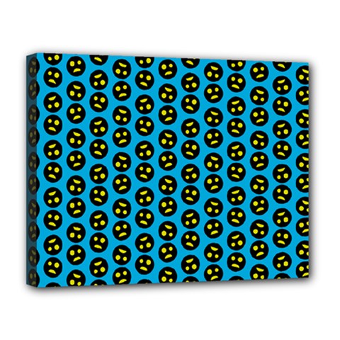 0059 Comic Head Bothered Smiley Pattern Canvas 14  X 11  (stretched) by DinzDas