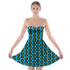 0059 Comic Head Bothered Smiley Pattern Strapless Bra Top Dress by DinzDas