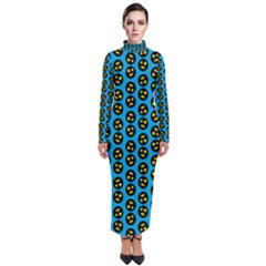 0059 Comic Head Bothered Smiley Pattern Turtleneck Maxi Dress by DinzDas