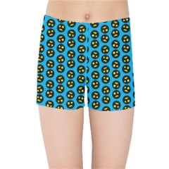 0059 Comic Head Bothered Smiley Pattern Kids  Sports Shorts by DinzDas