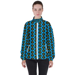 0059 Comic Head Bothered Smiley Pattern Women s High Neck Windbreaker by DinzDas