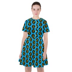 0059 Comic Head Bothered Smiley Pattern Sailor Dress by DinzDas