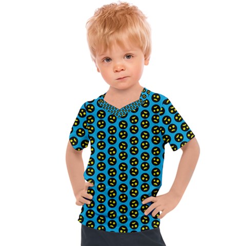 0059 Comic Head Bothered Smiley Pattern Kids  Sports Tee by DinzDas