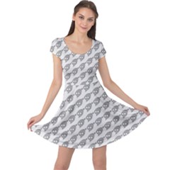 Comic Head Skull Hat Pattern 2 Cap Sleeve Dress by DinzDas