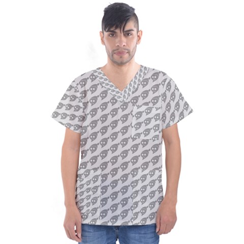 Comic Head Skull Hat Pattern 2 Men s V-neck Scrub Top by DinzDas