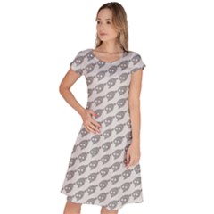 Comic Head Skull Hat Pattern 2 Classic Short Sleeve Dress by DinzDas