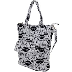 Cute Cat Faces Pattern Shoulder Tote Bag by TastefulDesigns