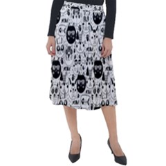 Cute Cat Faces Pattern Classic Velour Midi Skirt  by TastefulDesigns