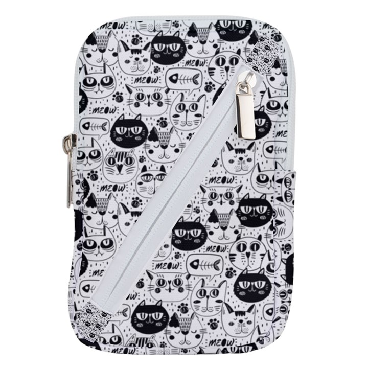 Cute Cat Faces Pattern Belt Pouch Bag (Small)