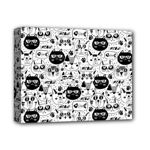 Cute Cat Faces Pattern Deluxe Canvas 14  X 11  (stretched) by TastefulDesigns