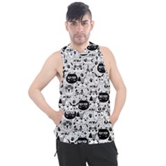 Cute Cat Faces Pattern Men s Sleeveless Hoodie by TastefulDesigns