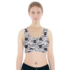 Cute Cat Faces Pattern Sports Bra With Pocket by TastefulDesigns