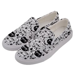 Cute Cat Faces Pattern Men s Canvas Slip Ons