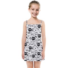 Cute Cat Faces Pattern Kids  Summer Sun Dress by TastefulDesigns