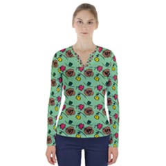 Lady Bug Fart - Nature And Insects V-neck Long Sleeve Top
