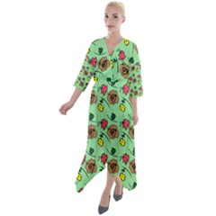 Lady Bug Fart - Nature And Insects Quarter Sleeve Wrap Front Maxi Dress by DinzDas