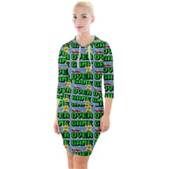 Game Over Karate And Gaming - Pixel Martial Arts Quarter Sleeve Hood Bodycon Dress by DinzDas