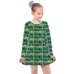 Game Over Karate And Gaming - Pixel Martial Arts Kids  Long Sleeve Dress