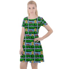 Game Over Karate And Gaming - Pixel Martial Arts Cap Sleeve Velour Dress  by DinzDas