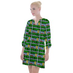 Game Over Karate And Gaming - Pixel Martial Arts Open Neck Shift Dress by DinzDas