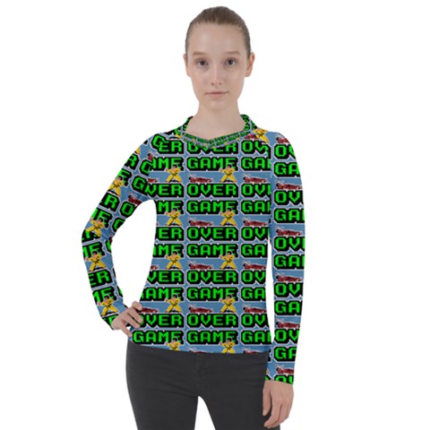 Game Over Karate And Gaming - Pixel Martial Arts Women s Pique Long Sleeve Tee by DinzDas