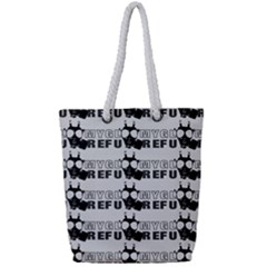 Gloomy Future  - Gas Mask And Pandemic Threat - Corona Times Full Print Rope Handle Tote (small) by DinzDas