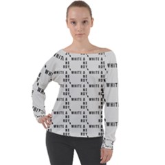 White And Nerdy - Computer Nerds And Geeks Off Shoulder Long Sleeve Velour Top by DinzDas
