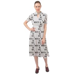 White And Nerdy - Computer Nerds And Geeks Keyhole Neckline Chiffon Dress by DinzDas