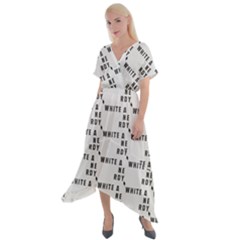 White And Nerdy - Computer Nerds And Geeks Cross Front Sharkbite Hem Maxi Dress by DinzDas