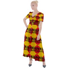 Japan Nippon Style - Japan Sun Button Up Short Sleeve Maxi Dress