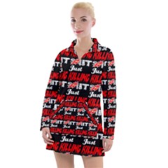 Just Killing It - Silly Toilet Stool Rocket Man Women s Long Sleeve Casual Dress by DinzDas