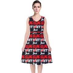 Just Killing It - Silly Toilet Stool Rocket Man V-neck Midi Sleeveless Dress  by DinzDas