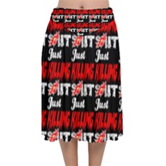 Just Killing It - Silly Toilet Stool Rocket Man Velvet Flared Midi Skirt by DinzDas