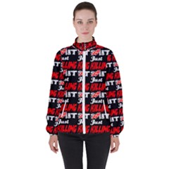 Just Killing It - Silly Toilet Stool Rocket Man Women s High Neck Windbreaker by DinzDas