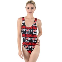 Just Killing It - Silly Toilet Stool Rocket Man High Leg Strappy Swimsuit by DinzDas