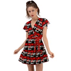 Just Killing It - Silly Toilet Stool Rocket Man Flutter Sleeve Wrap Dress by DinzDas