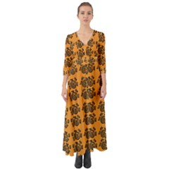 Inka Cultur Animal - Animals And Occult Religion Button Up Boho Maxi Dress by DinzDas