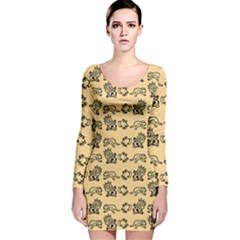 Inka Cultur Animal - Animals And Occult Religion Long Sleeve Velvet Bodycon Dress by DinzDas